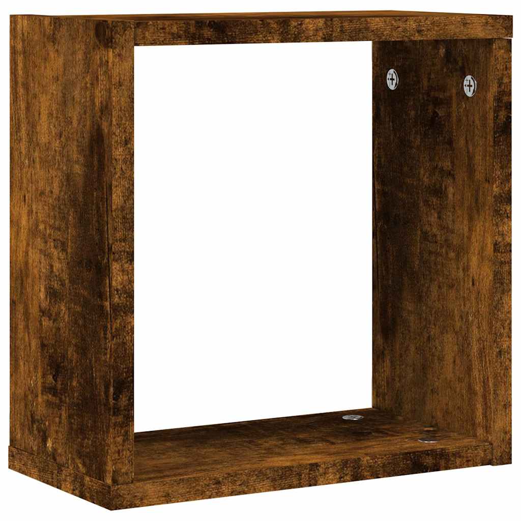 Cube Shelves 2 Pcs Smoked Oak 30 X 15 X 30 Cm