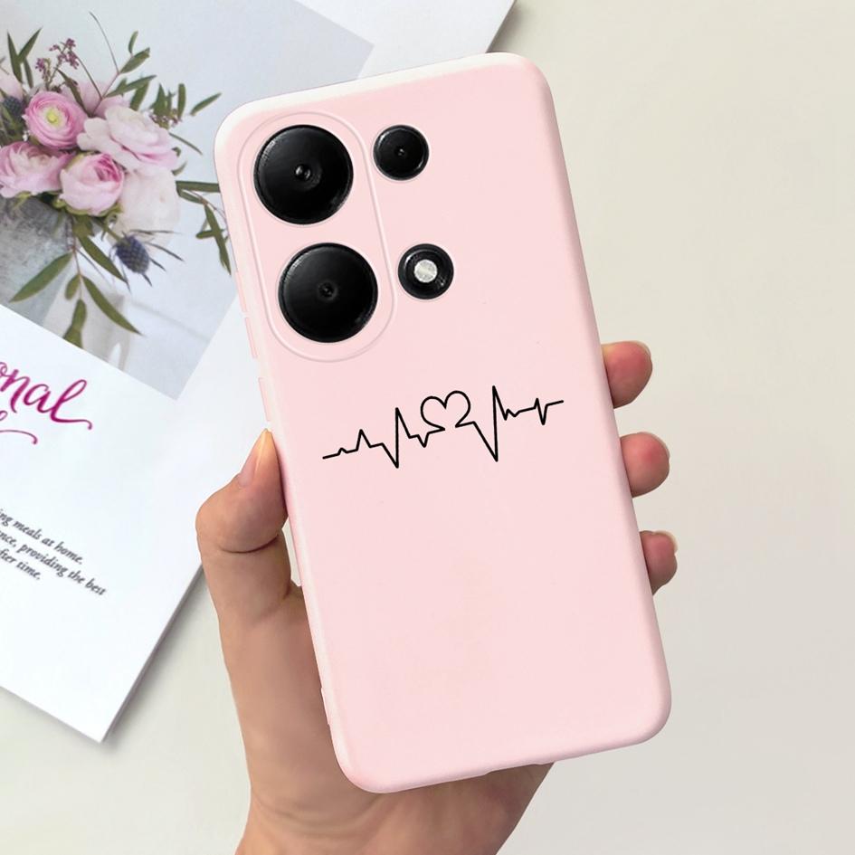 For Xiaomi Redmi Note 13 Pro 4G 2024 Case Cute Love Heart Cactus Soft Matte TPU Cover For Xiaomi Poco M6 Pro 4G Note13 Pro Coque