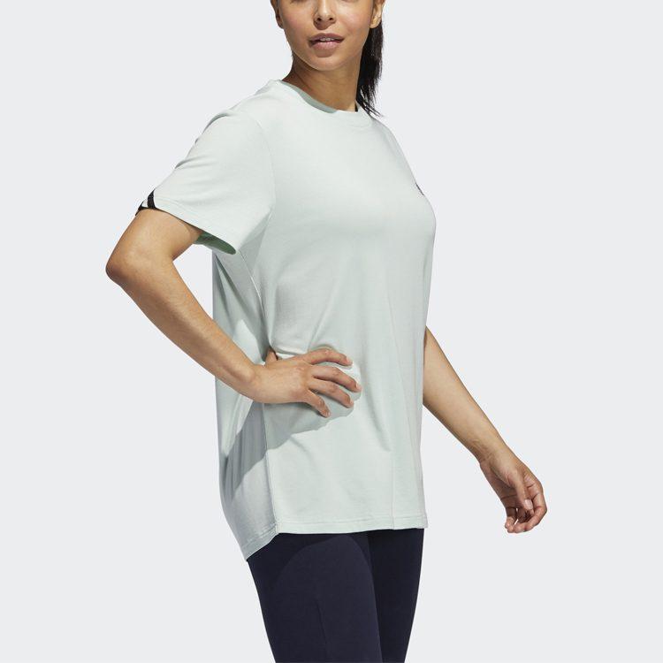 Adidas T Shirts Women's Light Green Crew Neck Moderate Straight Fit GH3801