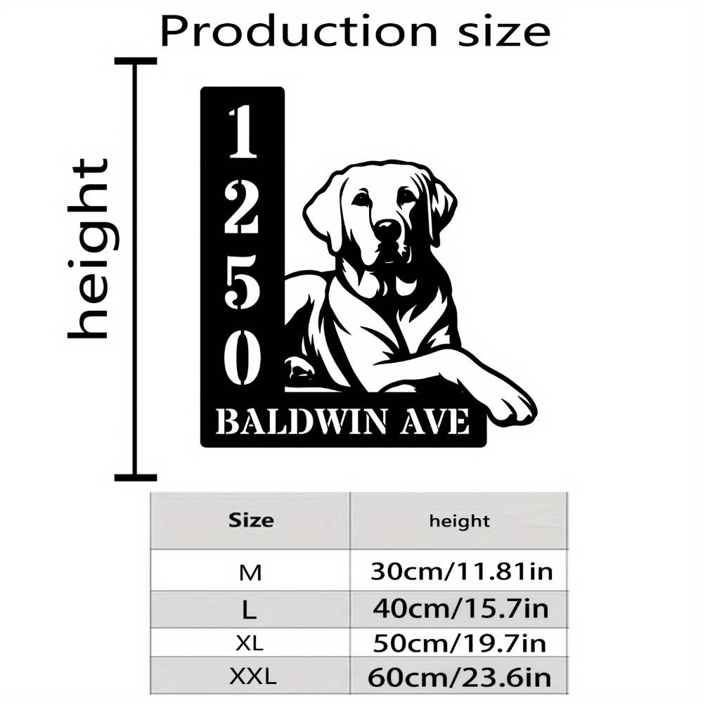 

Personalized Labrador Dog Silhouette Metal Wall Sign, Rustic Handmade Black Decor for Address 30cm