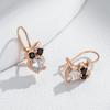 Children'S Earrings Fashion  Rose Gold Color Little Owl Black Natural Zircon Accessories Daily Fine Vintage Jewelry