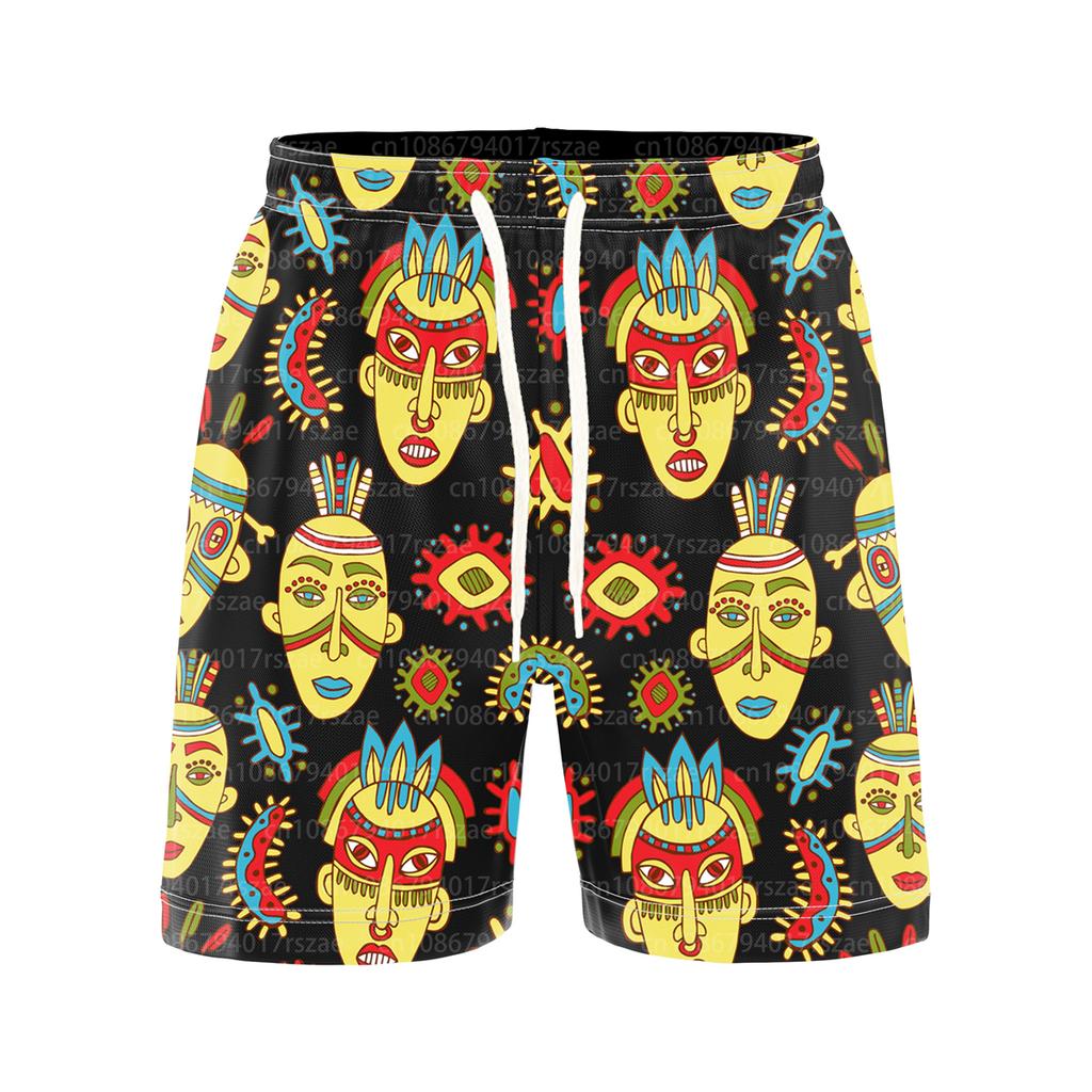 Hawaii Tiki Tribe 3D Printed Surfing Board Shorts Cool Summer Street Hip Hop Swim Trunks For Men Kids Vacation Beach Shorts