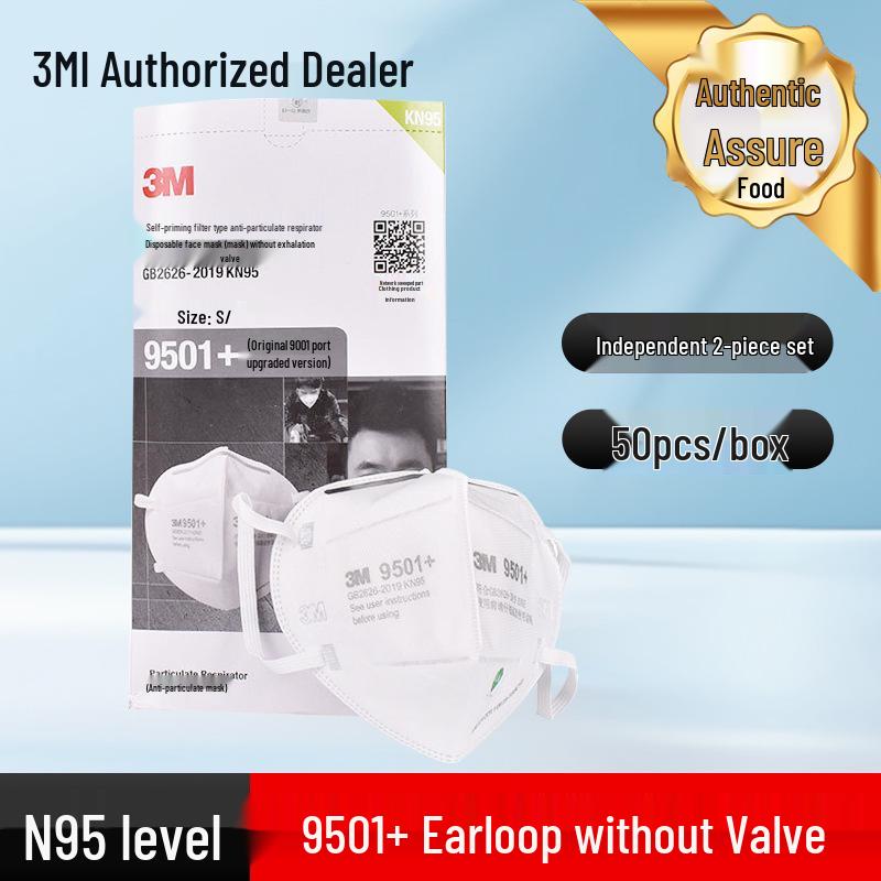 3M 9501+ KN95 Folding Anti-Dust & Anti-Smog Mask with Valve & Ear Loop, Individually Packaged