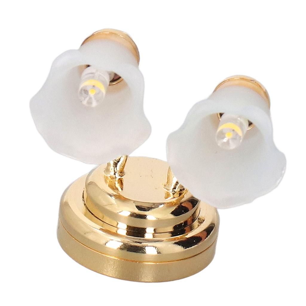 Dollhouse Table Lamp Tulip Design Battery Powered Sturdy Metal Plastic Dollhouse Miniature Lamp for