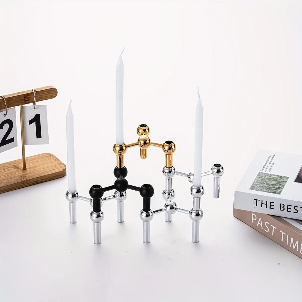 Nordic Style Candle Holder Metal Molecular Structure Triangle Candlestick Gift