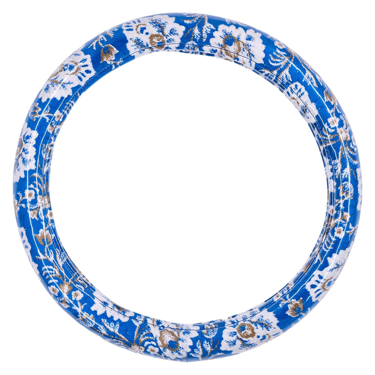 

Miyabi Truck Truck Truck Kinkazan Extra Thick Steering Wheel New Lattice L (MIYABI) Supplies, Parts, Interior, Cover, Pattern, Blue, (41.5-42.5cm)