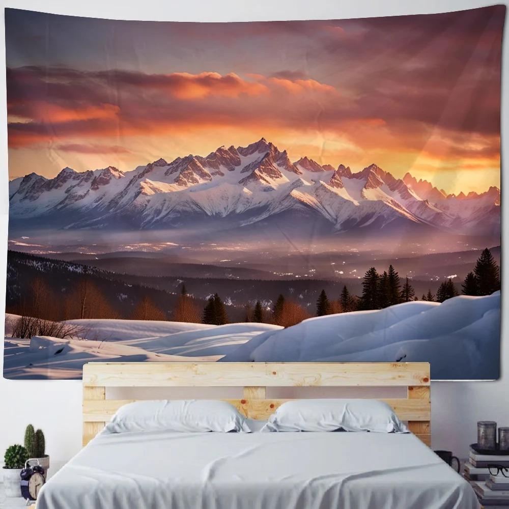 Home Wall Decoration Tapestry Sunset Mountain River Background Office Living Room Tapestry
