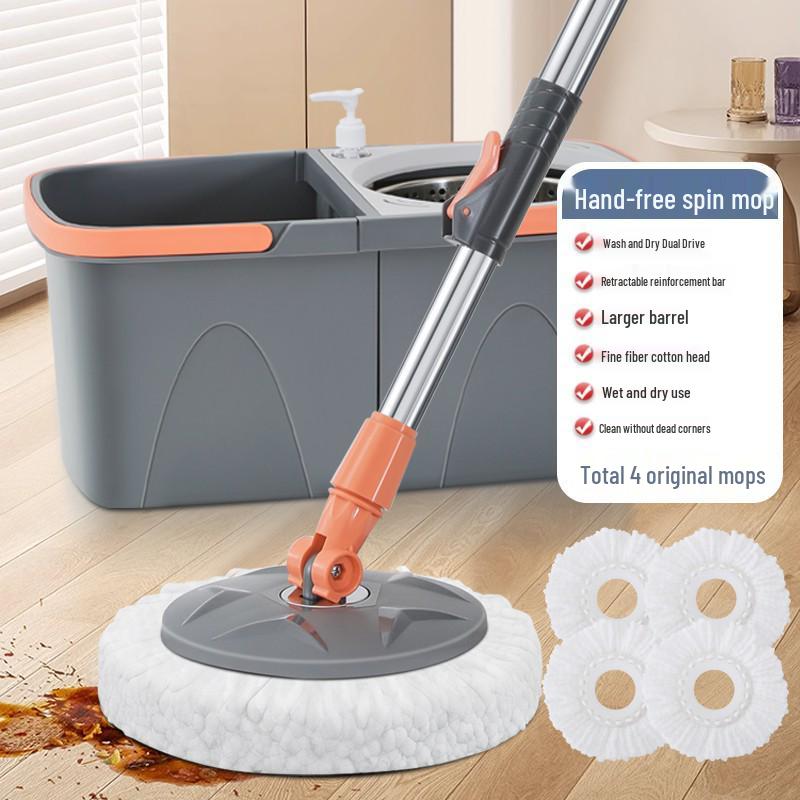 Dual-Use Rotating Mop & Bucket Set for Easy Dry/Wet Cleaning