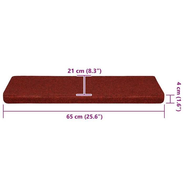 VidaXL Self-adhesive Stair Treads 30 Pieces 65 X 21 X 4 Cm Rectangular Border Burgundy Red 3365695