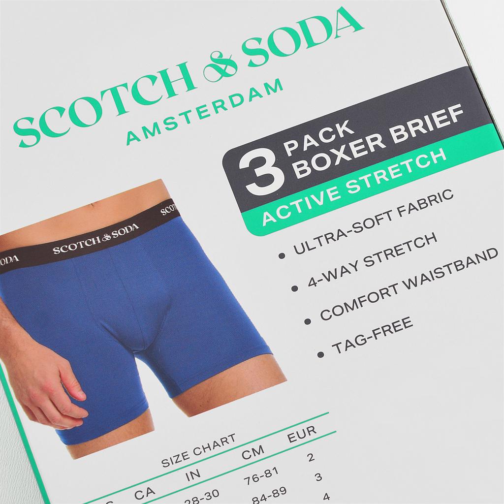 Scotch&Soda Men's Boxers 3-Pack Active Ultra Delicate Longer Leg