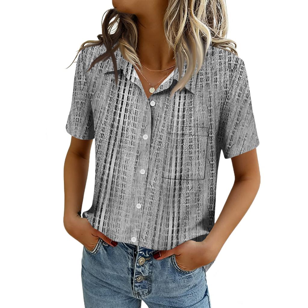 Women Blouses Short Sleeve Button Down Shirts Business Casual Dressy Work Tops Summer Spring Clothes