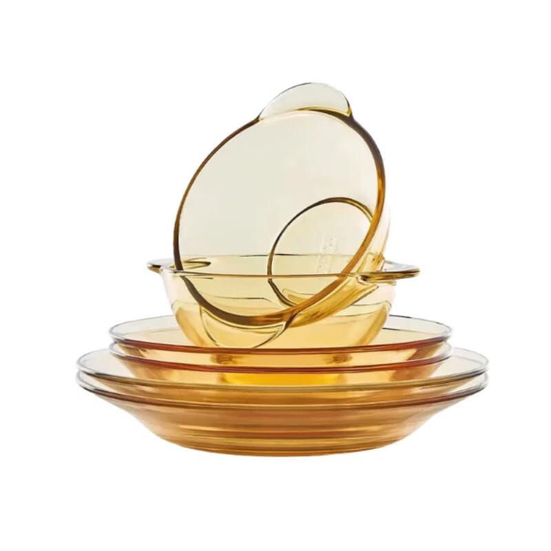VISIONS OV6 6-Piece Heat-Resistant Amber Glass Dinnerware Set