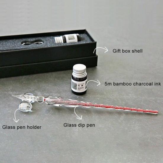 Ink Pen Easy Clean Writing Bright Color Student Gift Glass Pen