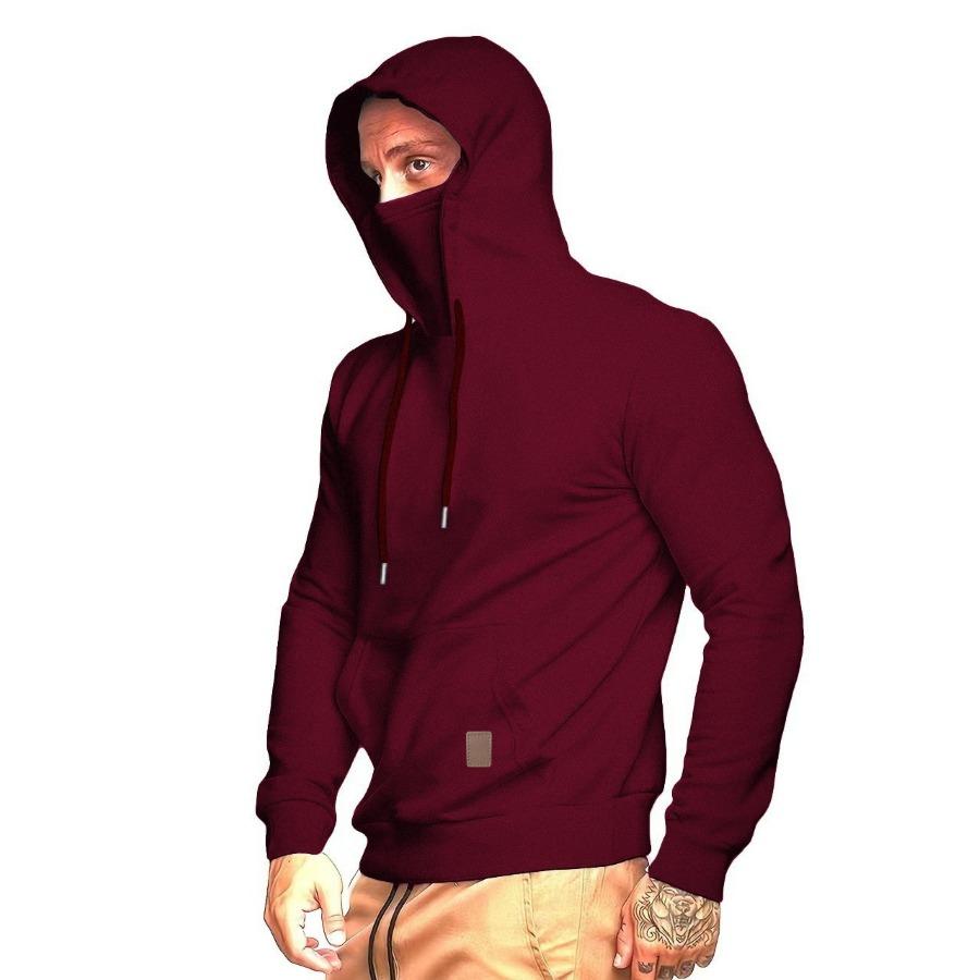 Sportswear Men's Hooded Long Sleeve Fleece Hoodie Fashion Autumn Winter Pullovers Clothing Men's Face Mask Hoodies