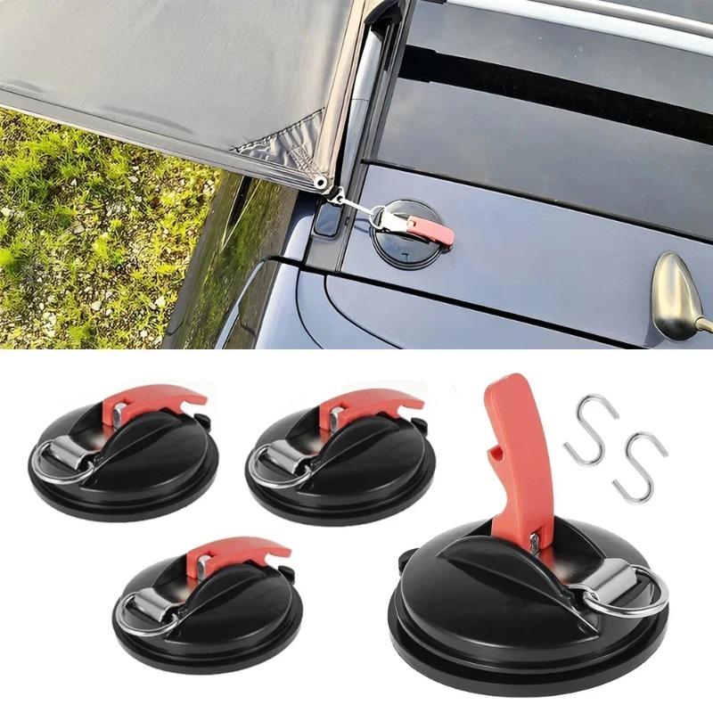 1-4PCS Multifunctional Heavy Duty Suction Cup Device Tie Tensioner Down Luggage Tarps Tents Camping Car Van with Securing Hook