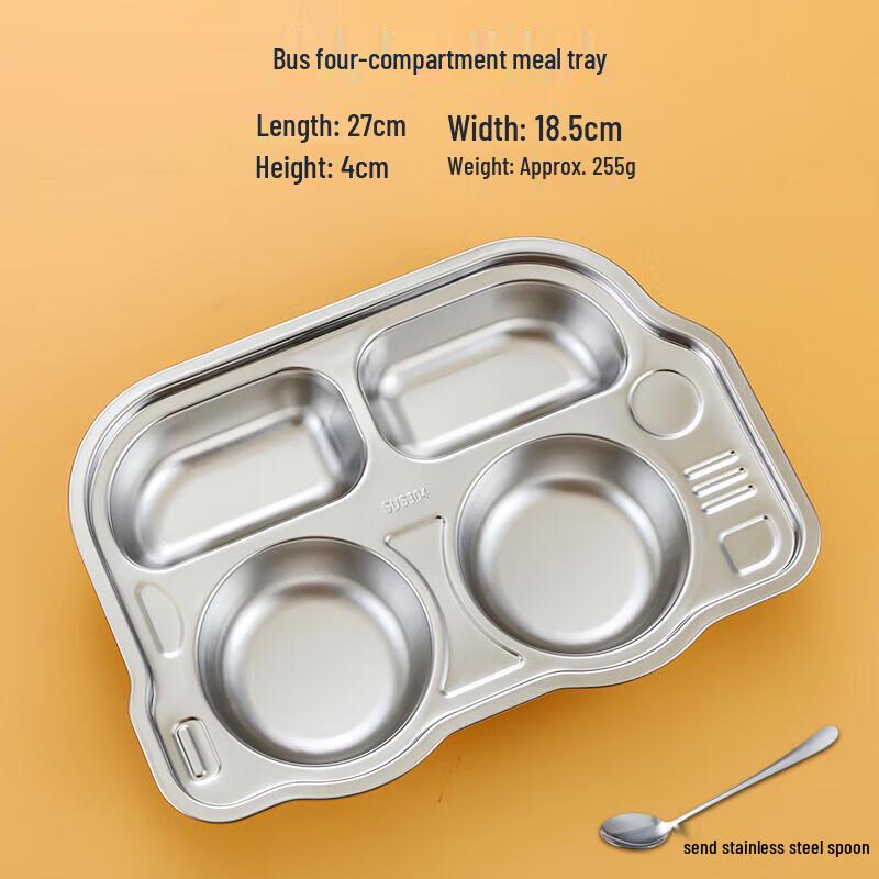 Kids Cartoon Stainless Steel Divided Plate