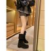 Cowhide Version~ Grape Ma Two Ways To Wear Western Boots Can Be Folded Thick Heel Buckle Stacked Boots Women's Boots