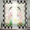 Light Filtering Easter Retro Farm Style Bunny Curtains Bedroom Living Room Festival Decor Cute Rabbit Kitchen Window Tulle Curtain Polyester Washable