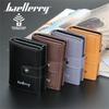 Baellerry Men Business Credit Card Holder RFID Aluminium Box Bank Card Holders Vintage Design PU Leather Wallet with Money Clips GZW
