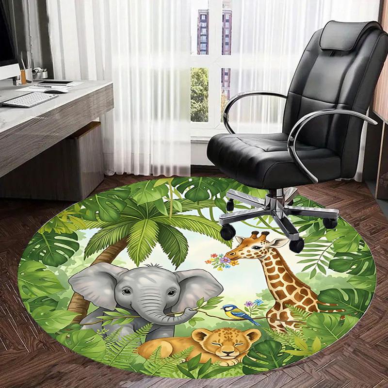 1PC jungle animals Non-Slip Floor Round carpet, Office, family, bedroom, Large Area Rug Indoor Rugs, Vibrant Colors-Z0446