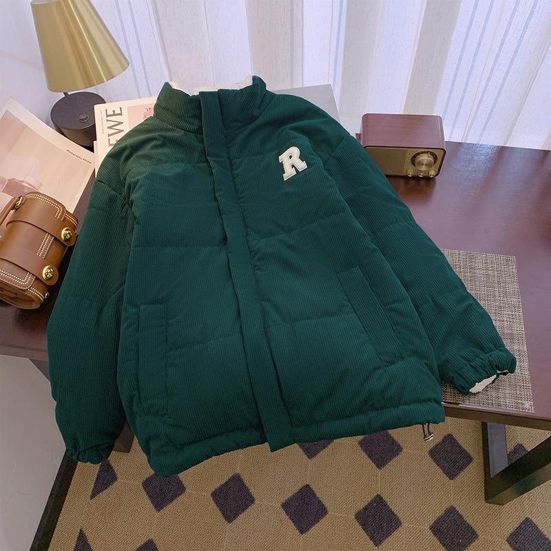 Down Cotton Clothes New Women's Short Thickened Winter Corduroy Couple Loose Two-sided Coat