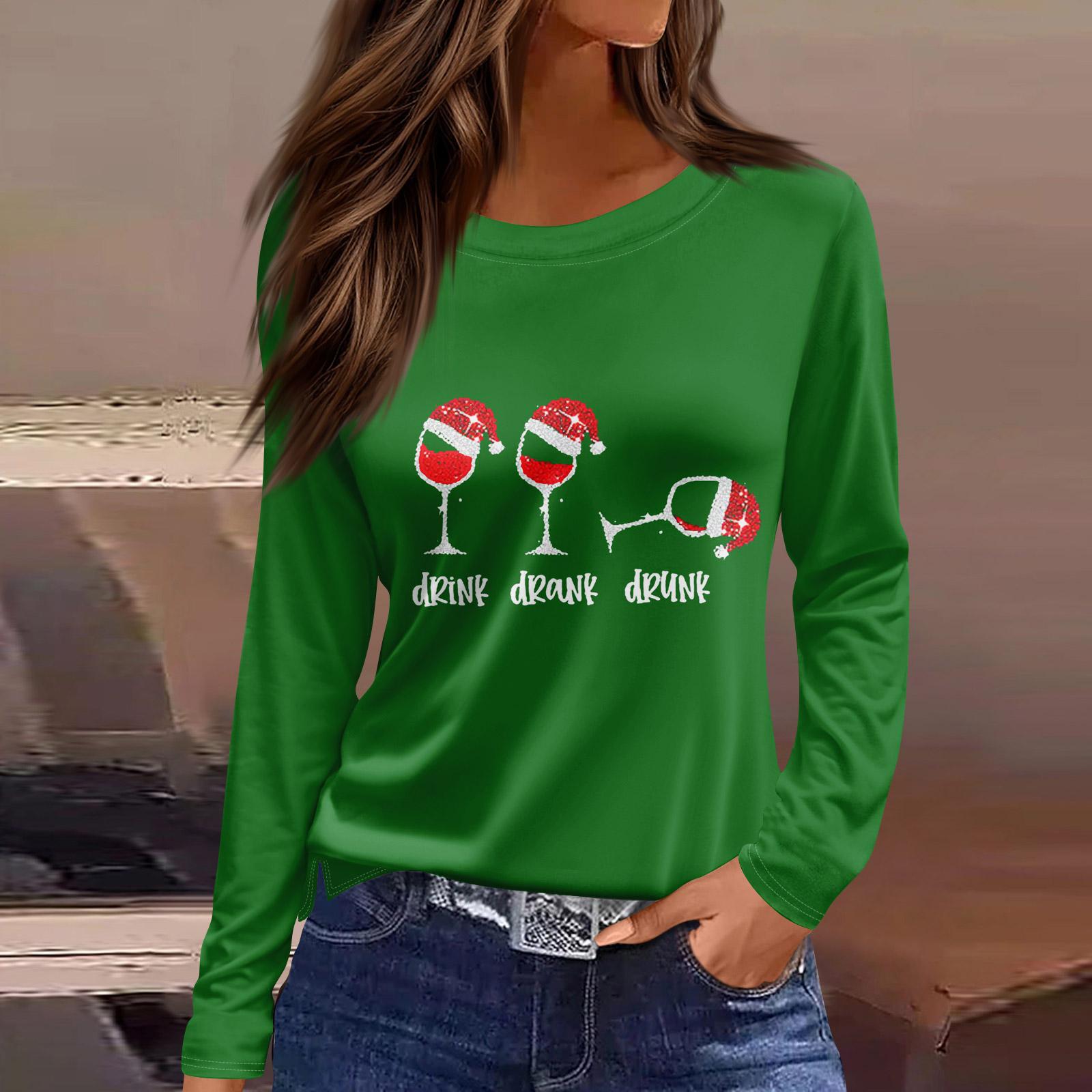 

Женская модная повседневная свободная футболка с принтом и круглым вырезом с разрезом и длинным рукавом, женский топ S зелёный