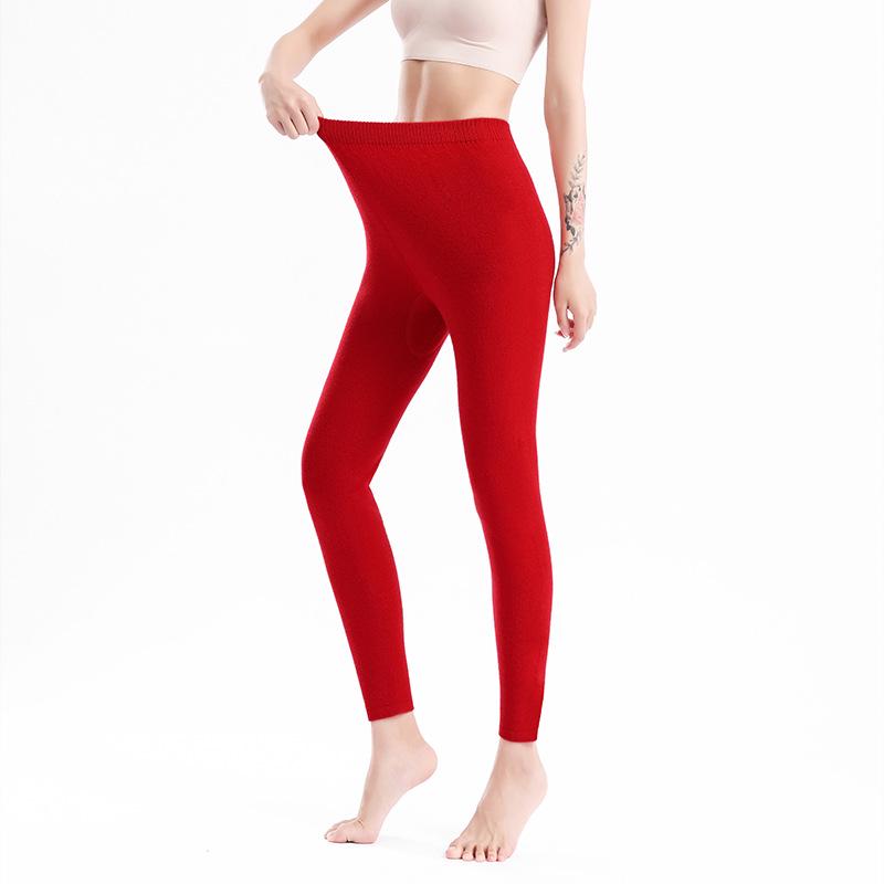 

Pure Wool Knit Women s Casual Pants - Warm, Fashionable, Versatile, Skin-Friendly Tight Fit for Autumn & Winter L