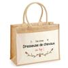 Planetee Jute Tote Bag with Horse Trainer Pocket - Profession Gift Woman Birthday Christmas Large Pouch Shopping Bag