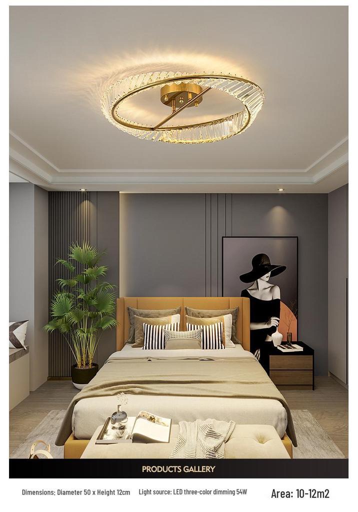 Italian Minimalist Crystal LED Ceiling Light for Bedroom and Living Room