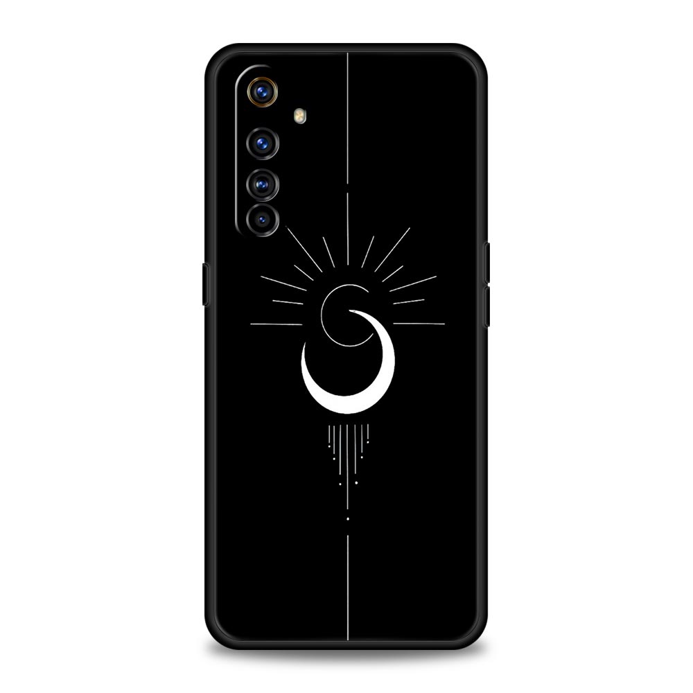 

Чехол для Realme 12 11 10 9 8 5G 7 6 GT5 GT3 GT2 Pro Plus C21 C11 C25 C35 GT Neo 2 3 3T 5 Чехол черный и белый Любовь Солнце Луна Realme GT2