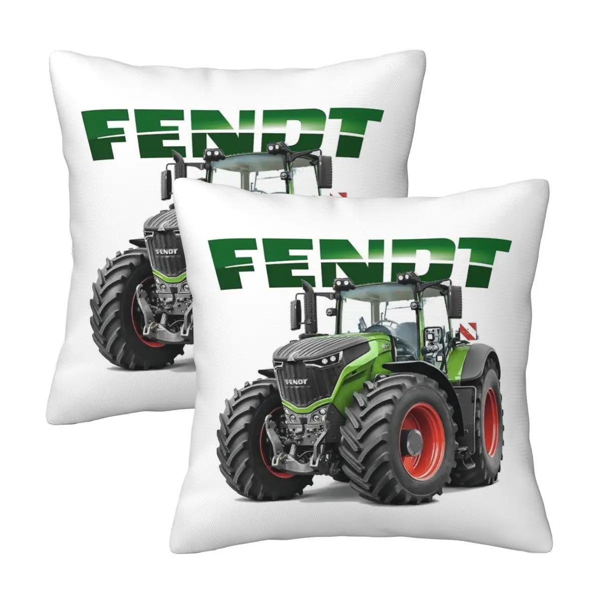 Fendt Duitse Tractoren 2 Stuks Vierkante Kussensloop Kussenhoes Kussen Rits Decoratief Comfort Plaid Kussen Voor Huis Slaapkamer Short plush 18*18(CM)-2Pcs