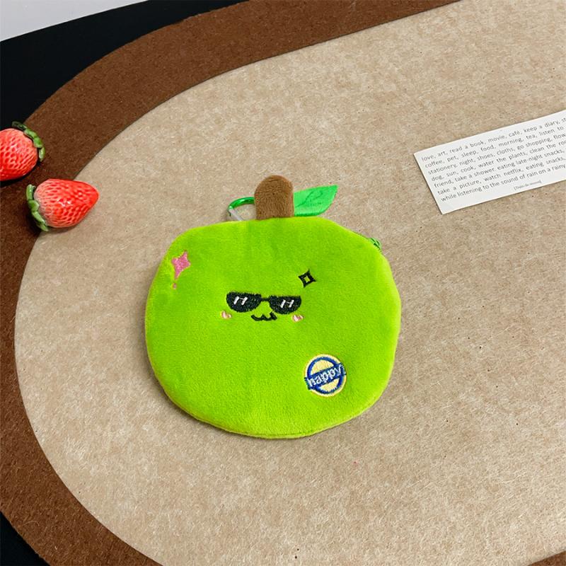 Cute Creative Plush Fruit Wallet Pendant Keychain Cartoon Storage Bag Headphone Bag Portable Money Bag Pendant Accessories Gifts