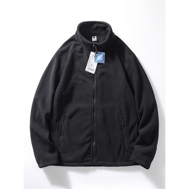 Double-Sided Polar Fleece Jacket Men's Autumn and Winter Fleece Sweater Jacket Export Men's American Stand Collar Cardigan Zipper Sweatshirt
