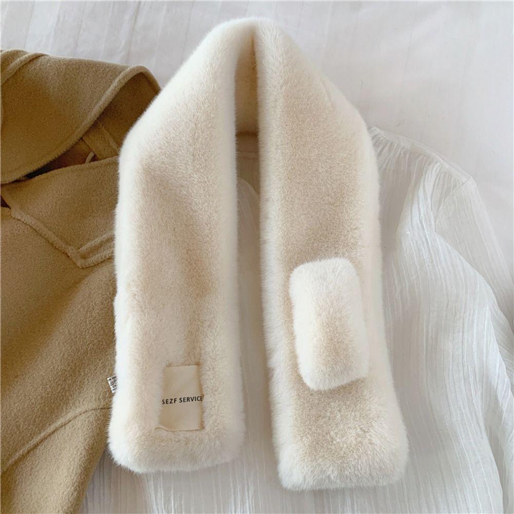 Faux Rabbit Fur Plush Scarf Fake Collar Pure Color Bib Retro Women Winter Scarves  For Girls
