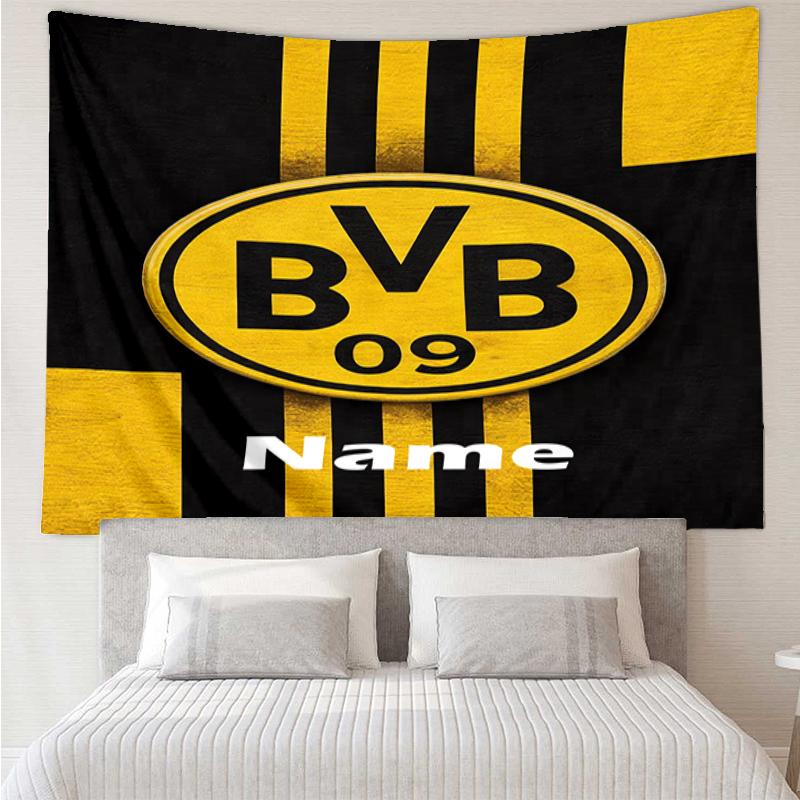 Benutzerdefinierte Name BVB Druck Wandteppich, Hintergrund, Einfache Montage, Ideal für Schlafzimmer, Büro & Wohnzimmer, mit Ästhetischer Wanddekoration.