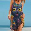 New Women's Fashion 2025 New Print Summer Casual Party Mini Dress Beach Style Elegant Pop Art Prints Lady Sleeveless Dress