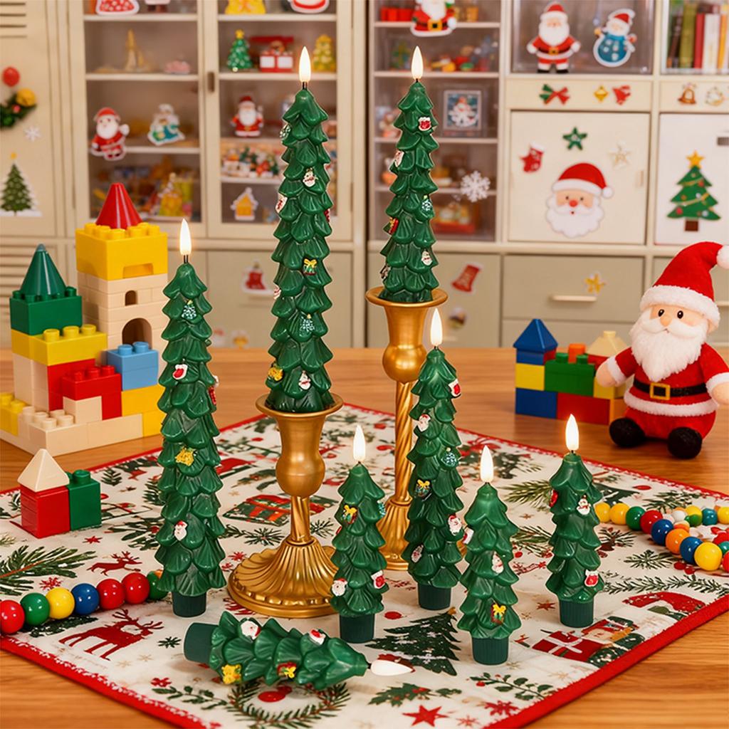 9.5 Inch Real Wax Flameless Christmas Tree Taper Candles With Remote Control Timer, 2-Piece Battery-Operated Taper Candles (Batteries Not Included)