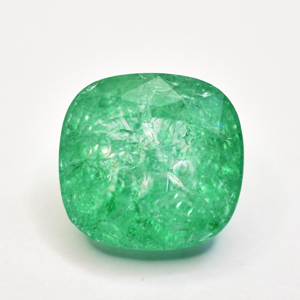 Natural Green Zambian Emerald 19ct Square Cushion Certified Loose Gemstone