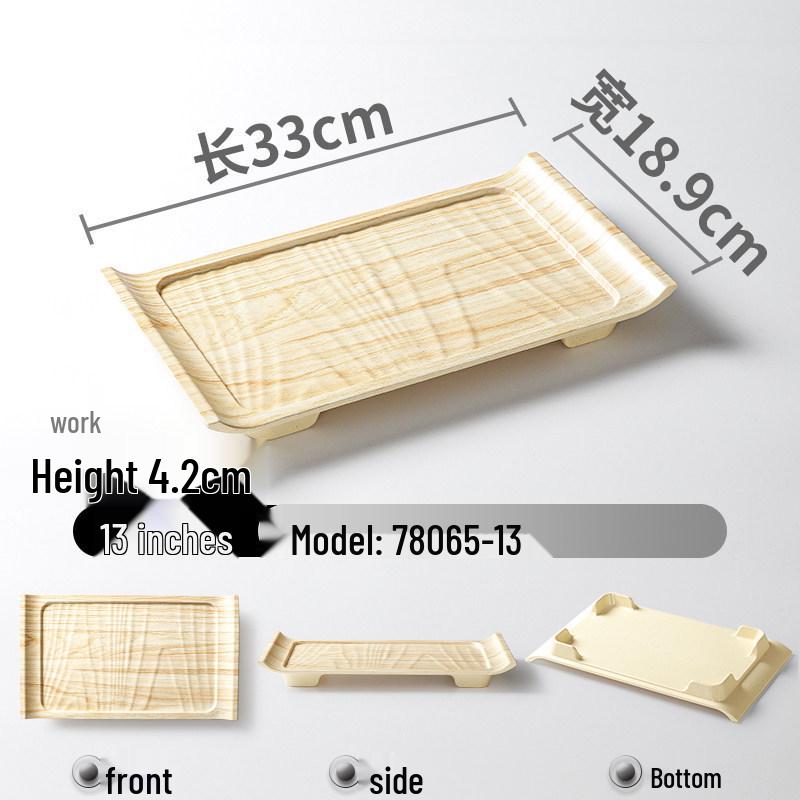Xiangyuanmei Melamine Barbecue Hot Pot Side Plate - Imitation Porcelain Grill Pan with Wood Grain Design