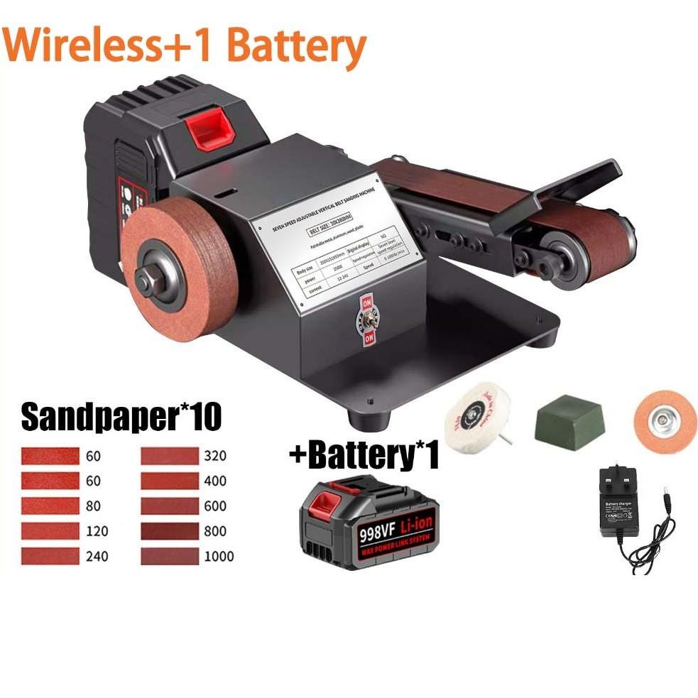 7 Speed Multifunctional Belt Sander Adjustable Vertical Belt Sanding Polishing Machine Small Desktop Grinder