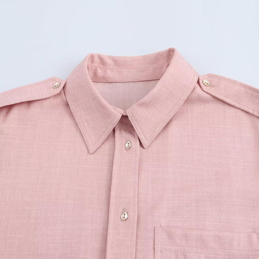 2025 Spring Women's Classic Lapel Pocket Long-Sleeve Shirt