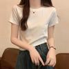 Women's Slim Fit Short-Sleeve Solid Color T-Shirt - Korean Style Summer Top