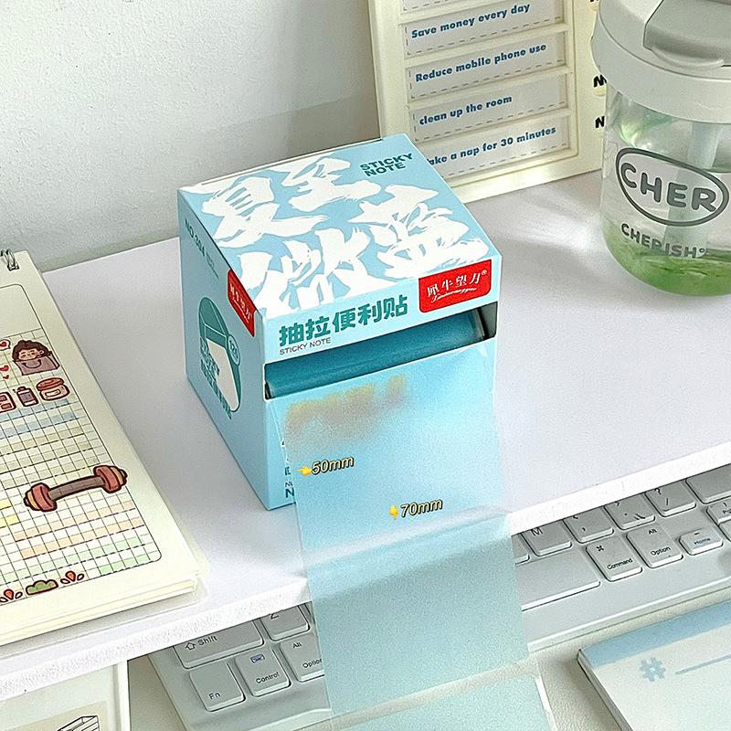 126 Sheets Color Matte Sticky Notes Pads Stationery Posted It Memo Notepad Notebook Pull-Out Message Sticker