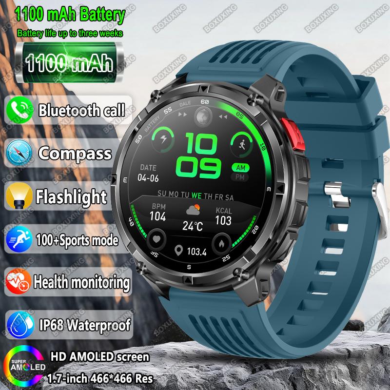 New Military T-Rex 3 Smart Watch Men 1100mAh Battery AMOLED  IP68 Waterproof Outdoor Compass Bluetooth CallSport Smartwatch
