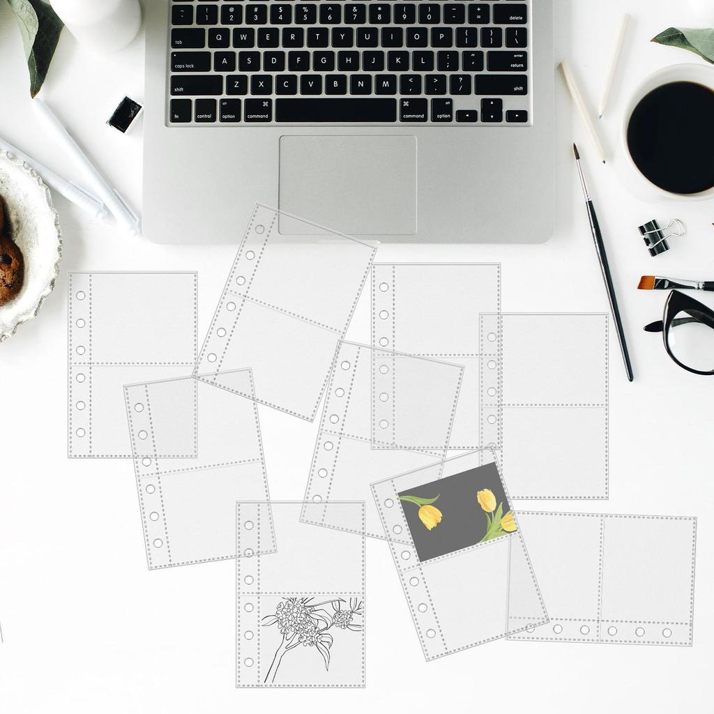 A7 6-Ring Clear Binder Refills 10Pcs Clear Plastic Folder Bags Transparent Sheet Loose Leaf Filling Protectors Sheet Protectors