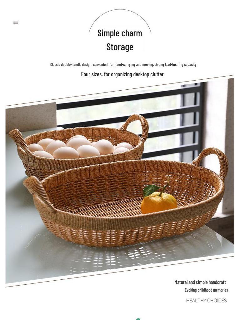 Imitation Rattan Fruit and Snack Basket - Versatile for Living Room, Kitchen, and Picnic Use.