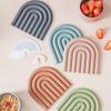 Rainbow Silicone Pot Mat Heat Resistant Trivet for Hot Dishes Non-Slip Table Placemat for Kitchen Home Bar Outdoor Use