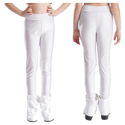 Kids Girls Ice Skating Pants Sparkly Rhinestones Leggings Competition Performance Gymnastics Wear