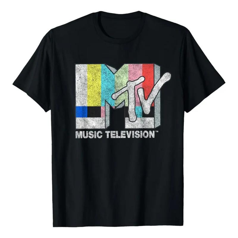 Camiseta Negra Mtv Classic Fit, Logotipo Vintage De Tv Signa S разноцветный