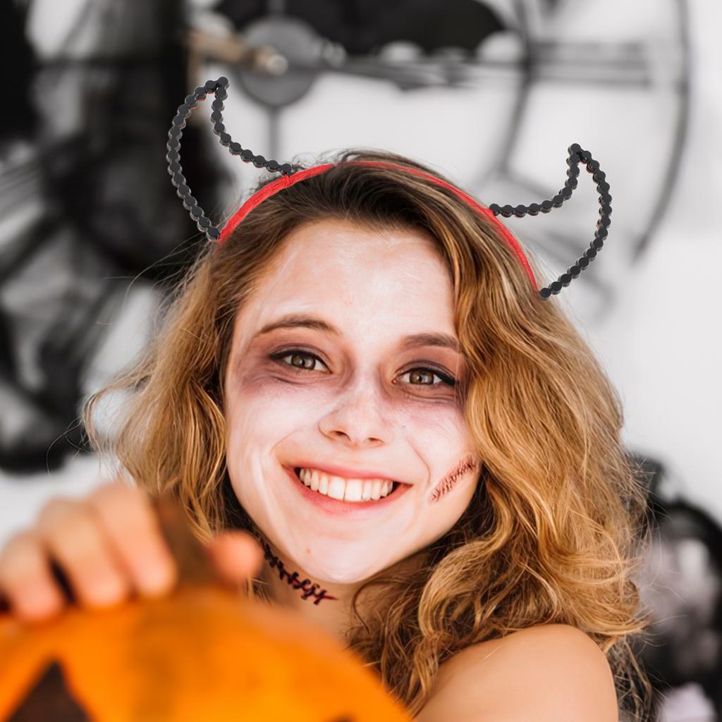 Devil Horns Headband Halloween Demon Red Rhinestones Costume Accessories Cosplay Party Cow Horns Headband Halloween Headbands